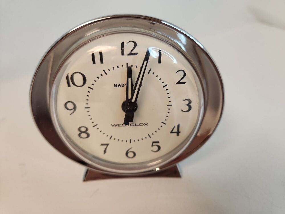 Westclox Baby Ben Desk Alarm Clock Luminous Wind Up Mechanical White Works